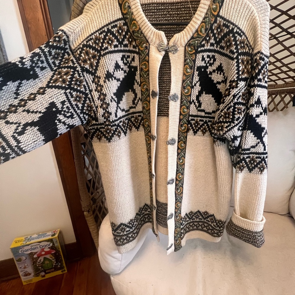 Vintage Nordic Knit Cardigan Sweater